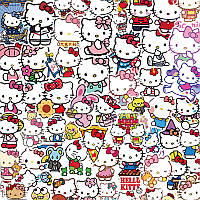 Наклейки Хелло китти, стикеры Hello Kitty, аниме, генишен импакт, набор 100 шт