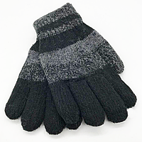 Детские перчатки шерстяные, 8-10 лет, Черные / Рукавички для мальчика, шерсть / Теплые зимние перчатки