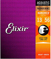 Струны для акустической гитары Elixir 16102 Nanoweb Phosphor Bronze Medium 13-56 (PB NW M)