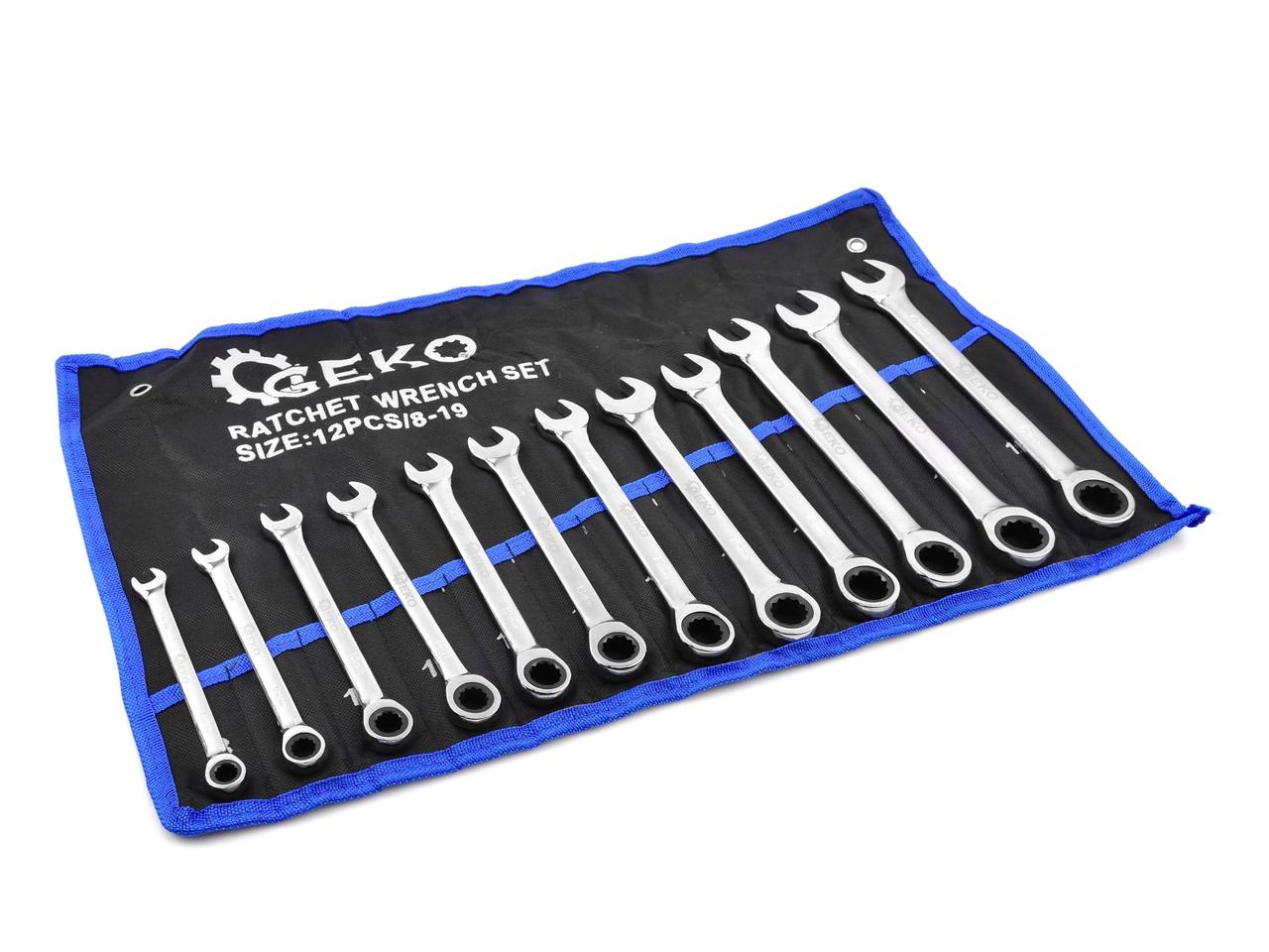 Набір ключів гайкових з тріскачкою 12 шт. 8-19мм - фото 1 - id-p1715571348