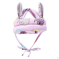Шлем шапочка от ударов головой мягкая защита для детей Фиолетовый с ушками