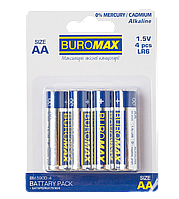 Батарейки R6 Buromax AA 1,5 V пальчиковые 4шт