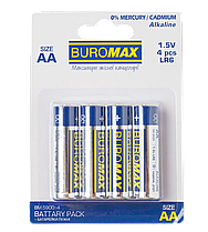 Батарейки R6 Buromax AA 1,5 V пальчикові 4 шт.