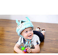 Шлем от ударов головой мягкая защита для детей Голубой с ушками