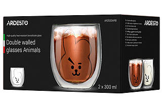 Набір склянок ARDESTO Animals з подвійними стінками, 300 мл, 2 шт AR2630ARB, фото 5