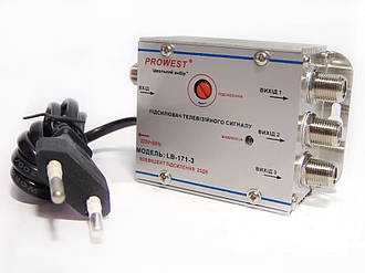 Підсилювач домовий PROWEST LB-171-3 (IN 1 OUT 2 20dB) для кабельного та ефірного телебачення (U_LB-171-2)