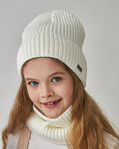 Однотонний зимовий комплект для дівчинки (шапка, хомут) - Артикул KR3210