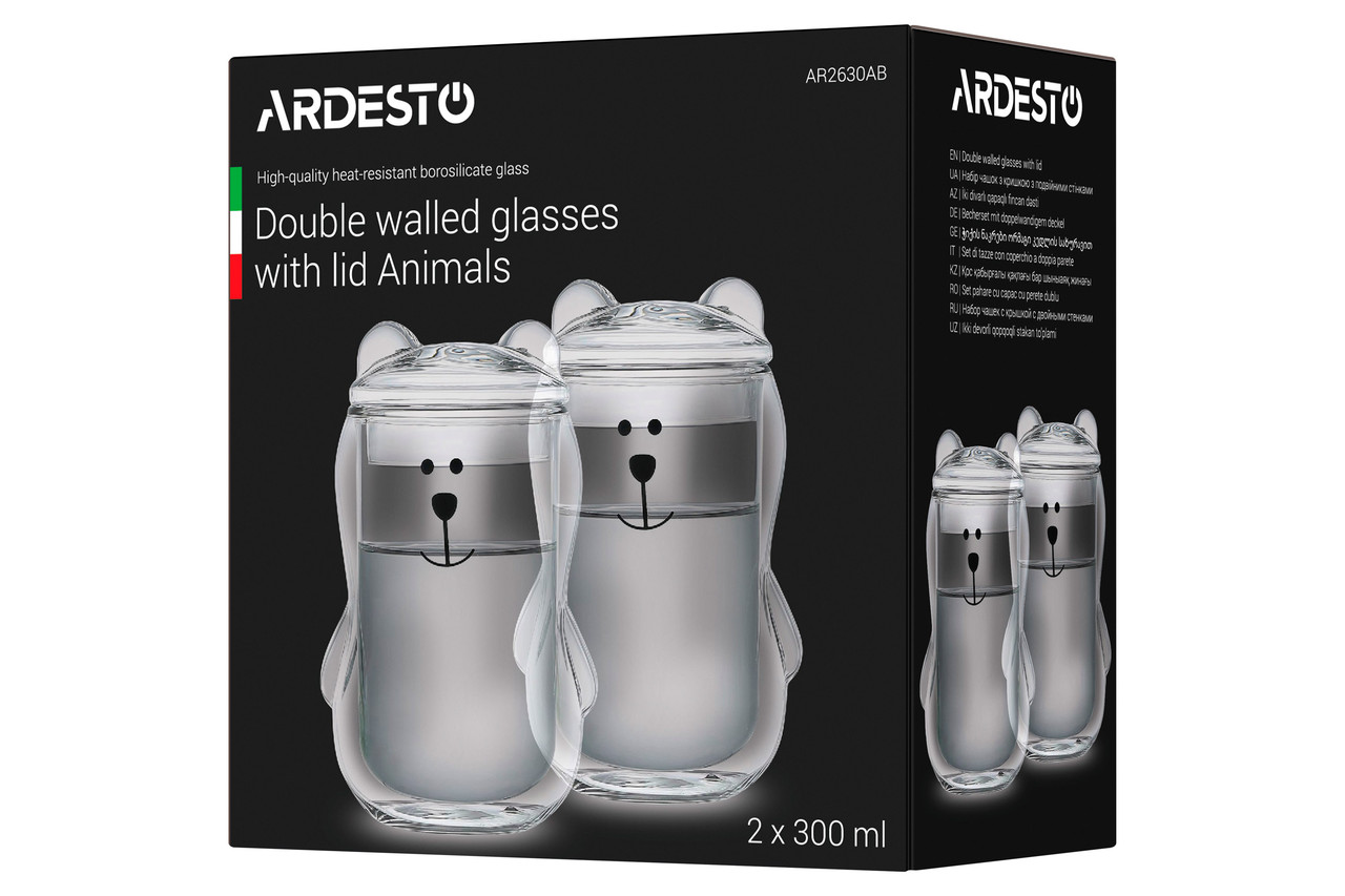 Набор стаканов ARDESTO Animals с двойными стенками, 300 мл, 2 шт AR2630AB - фото 1 - id-p1715605520