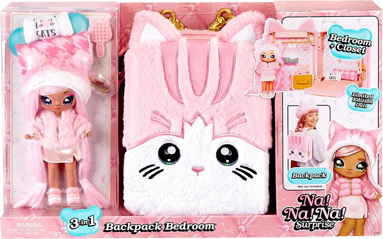 Ляльковий набір Na Na Na Surprise 3 в 1 Рюкзак спальня Рожева Кішечка Pink Kitty рюкзачок (585589)