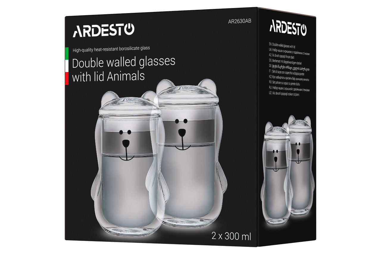 Набір кухлів ARDESTO Animals з подвійними стінками, 300 мл, 2 шт AR2630AB