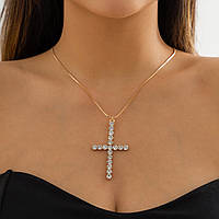 Подвеска крест состразами женская, женская цепочка, украшение на шею золото