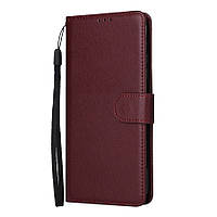 Чохол-книжка для Xiaomi Redmi Note 14 Pro 5g бордовий ремінець на руку