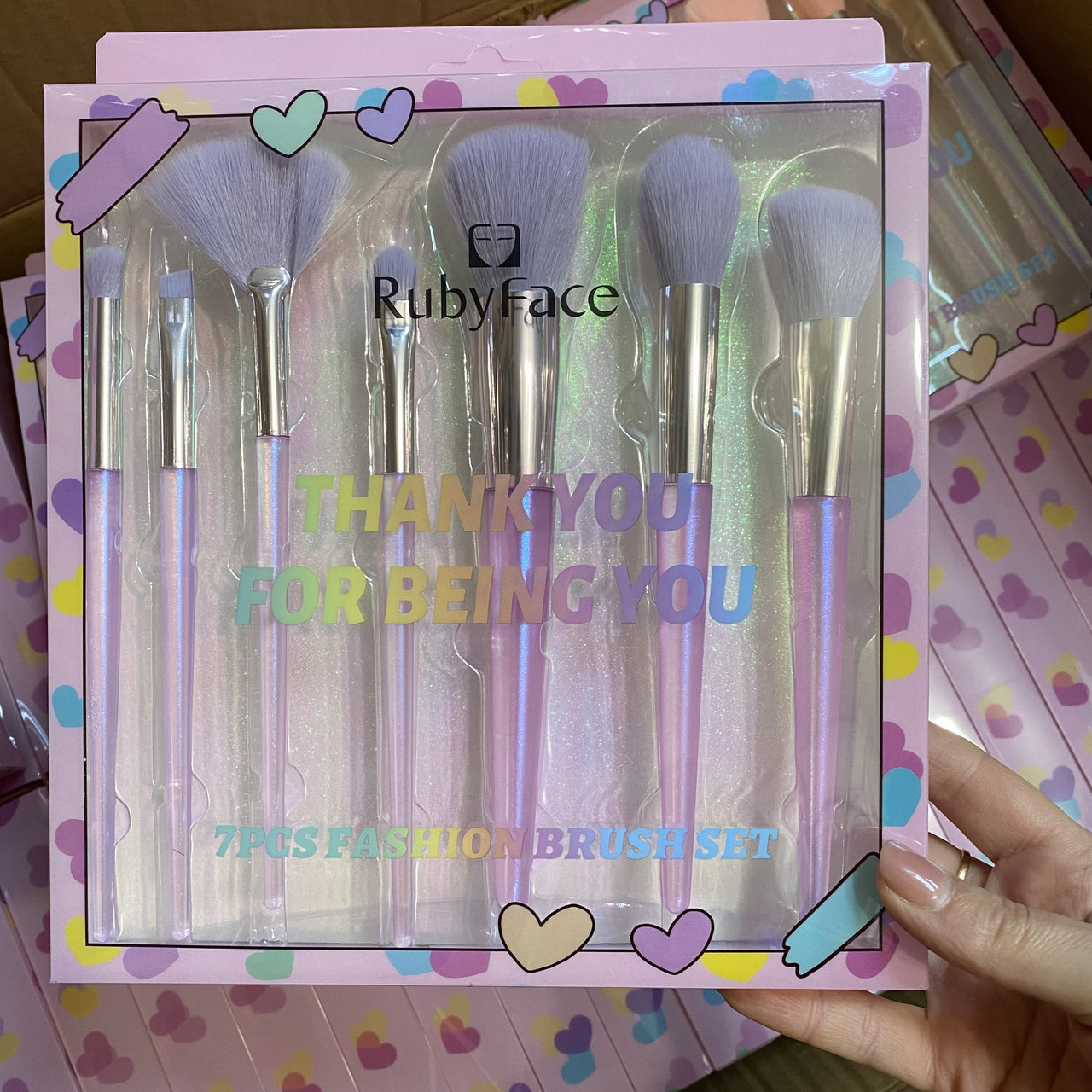 Набір 7 пензликів для макіяжу Ruby Face фіолетовий, фото 1