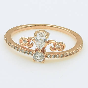 XUPING Кільце Позолота РВ з білими цирконами, Висота 0.9см, Розмір 17