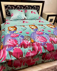 Комплект постільної білизни 150*215 см "Софія Прекрасна" (ментол) 100% бавовна