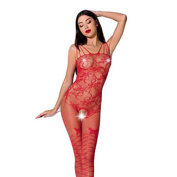 Ажурний бодістокінг з інтимними вирізами Passion BS076 red, фото 2