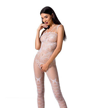 Ажурний бодістокінг з інтимними вирізами Passion BS076 white, фото 2