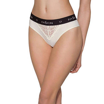 Трусики з широкою гумкою і мереживом Passion PS001 PANTIES S, ecru, фото 1