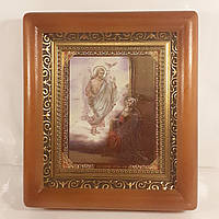 Ікона Благовіщення Пресвятої Богородиці, лик 10х12 см, в коричневому дерев'яному кіоті