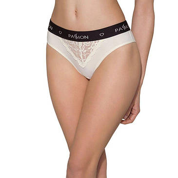 Трусики з широкою гумкою і мереживом Passion PS001 PANTIES ecru, size XL, фото 2