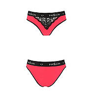 Трусики з широкою гумкою і мереживом Passion PS001 PANTIES L, red-black, фото 3