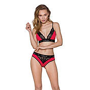 Трусики з широкою гумкою і мереживом Passion PS001 PANTIES L, red-black, фото 5