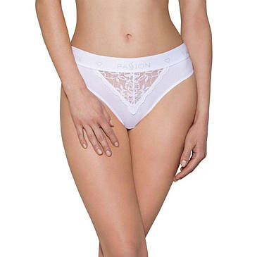 Трусики з широкою гумкою і мереживом Passion PS001 PANTIES XL, white, фото 1
