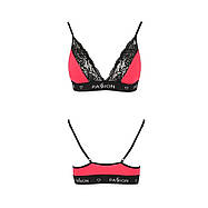 Еластичний топ з мереживом Passion PS001 TOP S, red-black, фото 3