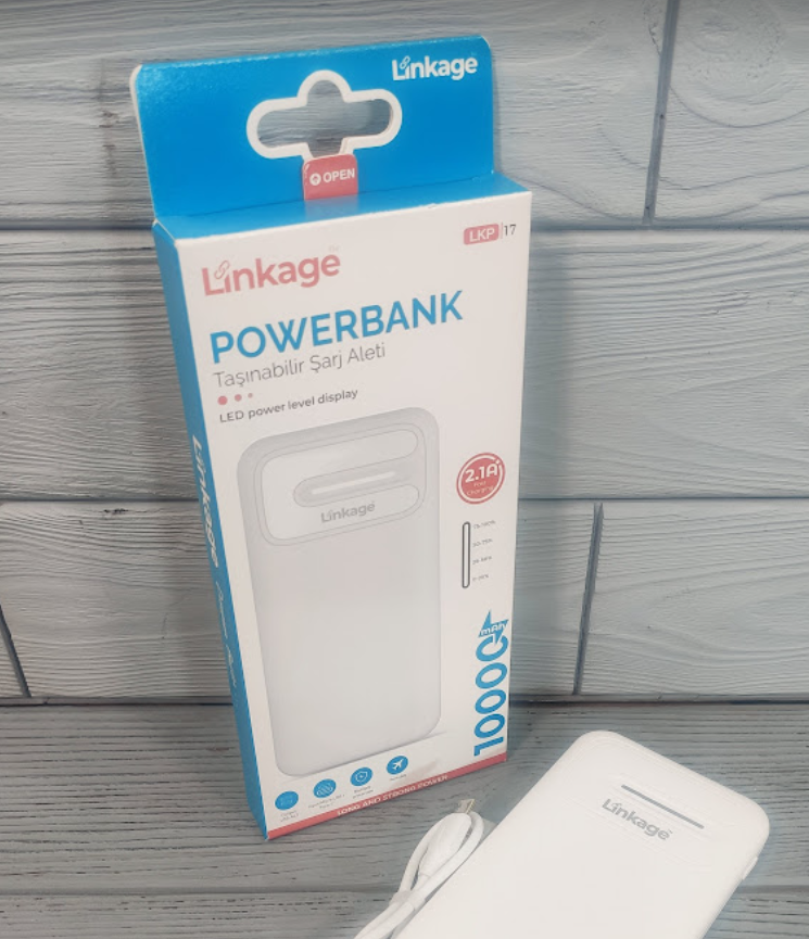 Портативний зарядний пристрій Powerbank Linkage LKP-17 White 10000 mAh/ Повербанк