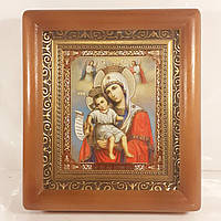 Ікона Достойно є Пресвята Богородиця, лик 10х12 см, в коричневому дерев'яному кіоті