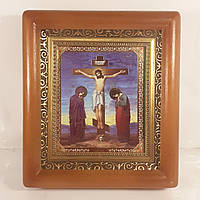 Ікона Голгофа, лик 10х12 см, у коричневому дерев'яному кіоті