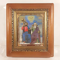 Ікона Пресвята Трійця, лик 10х12 см, в коричневому дерев'яному кіоті