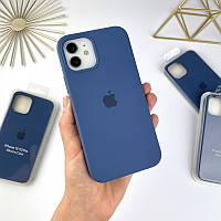 Силиконовый чехол на Айфон 12 / 12 Про с закрытым низом | Case for iPhone 12 / 12 Pro Navy blue (20)