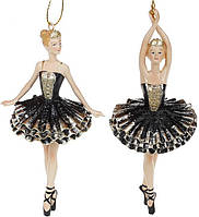 Набор 6 подвесных статуэток "Балерина" 14.5см, полистоун, чёрный с золотом, 2 дизайна | HomeDreams
