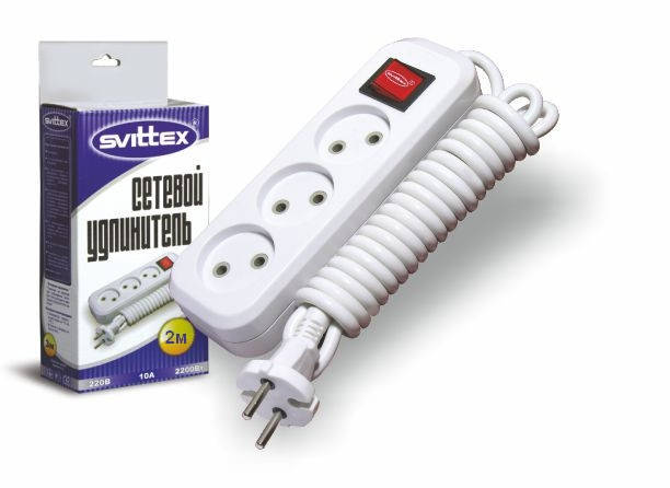 

Удлинитель SVITTEX 3 гнезда 2м с кнопкой 10А 250В