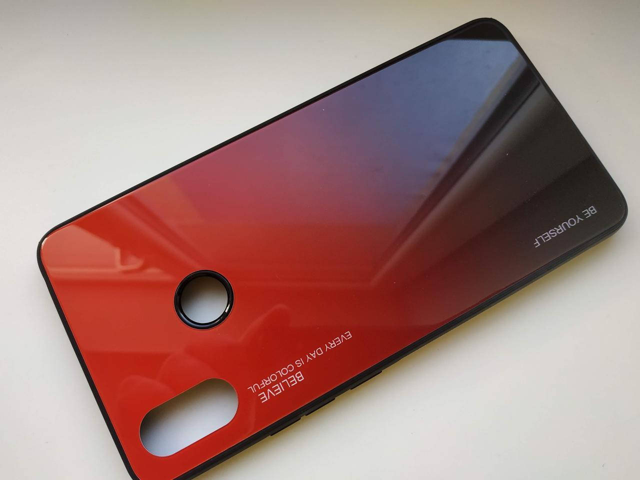 

Чехол градиент стеклянный для Xiaomi Mi 8, Красный