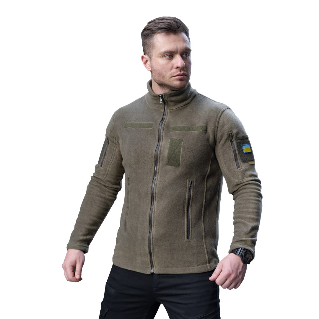 Тактична флісова кофта хакі військова з липучками, фото 1