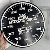 Годинник "Час (ініціали) коштує дорого".  Чорний колір