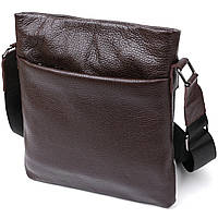 Кожаная современная мужская сумка через плечо SHVIGEL коричневая