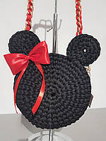 Сумка вязаная детская черная Микки-Маус handmade