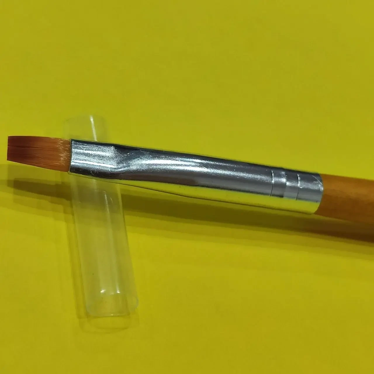 Пензель для гелю і акрилу на дерев'яній ручці пряма для нігтів №6., фото 1