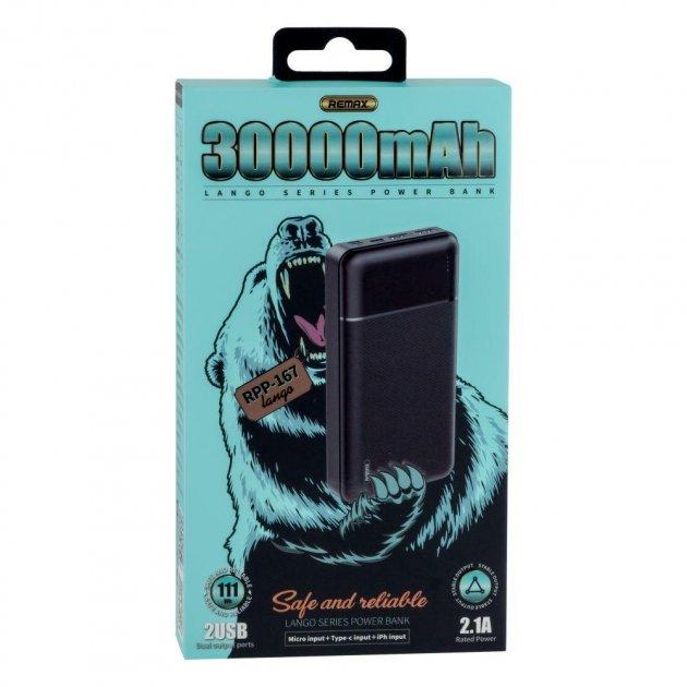 Повербанк Power Bank Remax RPP-167 Lango 30000 mAh (Чорний)