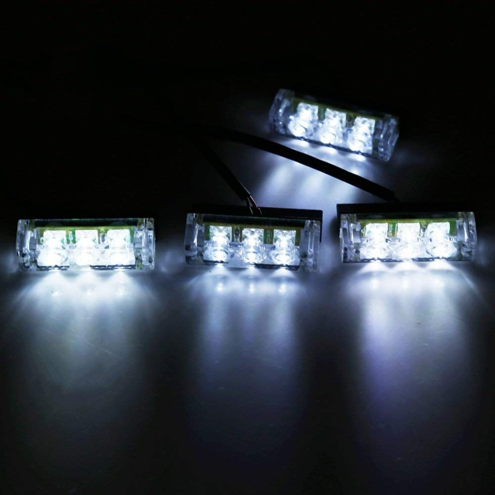 Мигалки Стробоскопи для авто спец сигнали в радіаторну решітку 4 шт. ДХО Лампи Білі