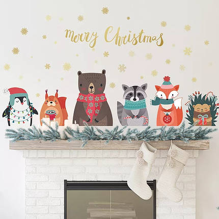 Вінілові наклейки на стіну Merry Christmas з Різдвом (лист 30 х 90 см) Б113, фото 1
