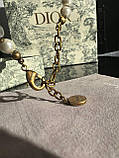 Перлинний браслет / Брендовий браслет Діор позолота та перли, фото 4