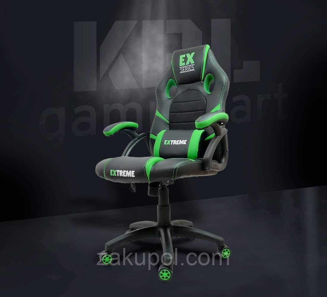 Крісло геймерське, ігрове SERIES EX GREEN Чорно-зелене