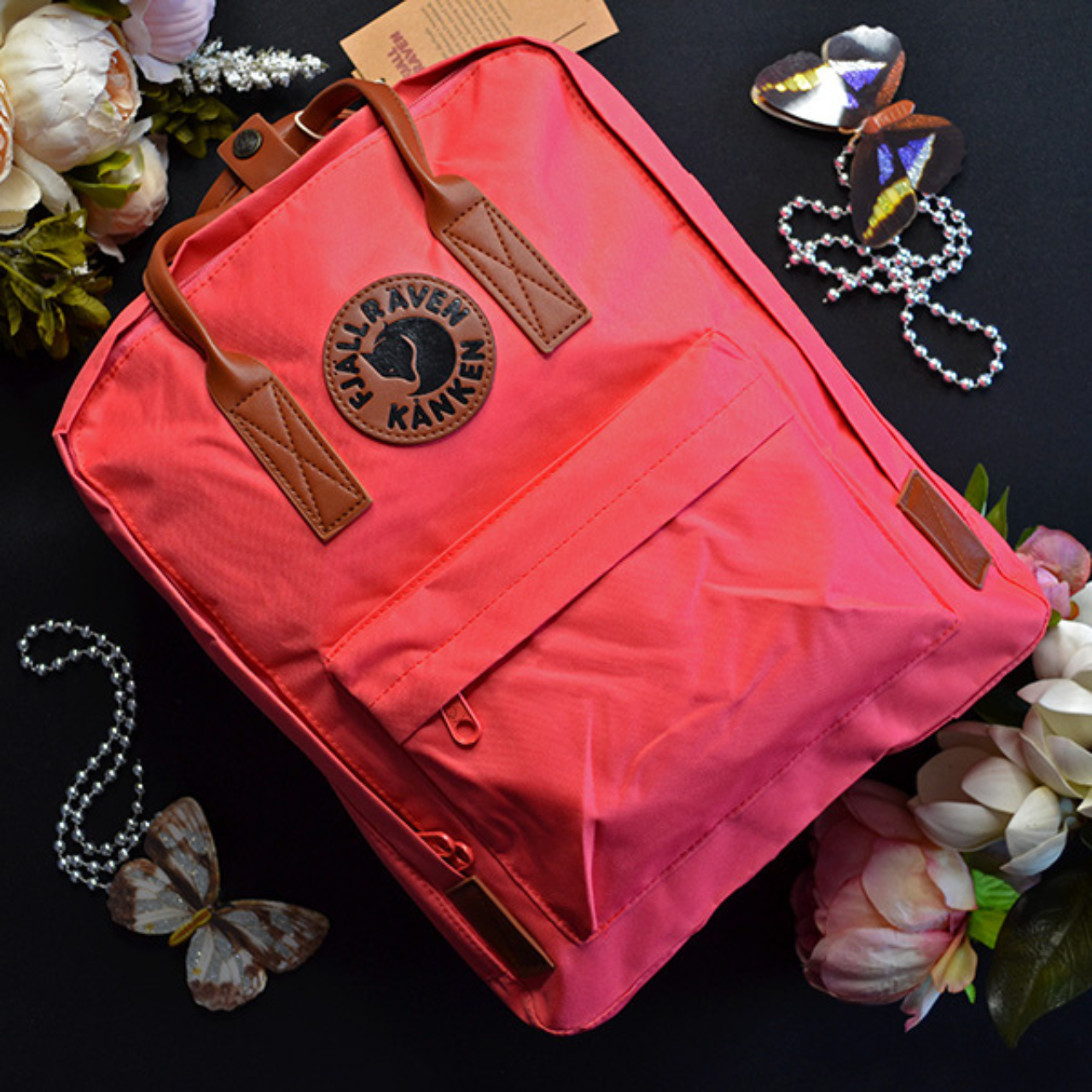 Міський рюкзак Fjallraven Kanken classic з ручками, стильний практичний молодіжний рюкзак Канкен кораловий