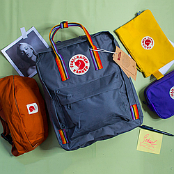 Міський рюкзак Fjallraven Kanken з райдужними ручками, портфель Канкен