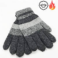 Шерстяные перчатки для детей на 8-10 лет, Черные / Детские перчатки / Перчатки для подростков Серый