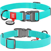 Нашийник Waudog 31-49 см 25 мм ментоловий (світится у темряві) з водовідштовхувального матеріалу пряжка пласт